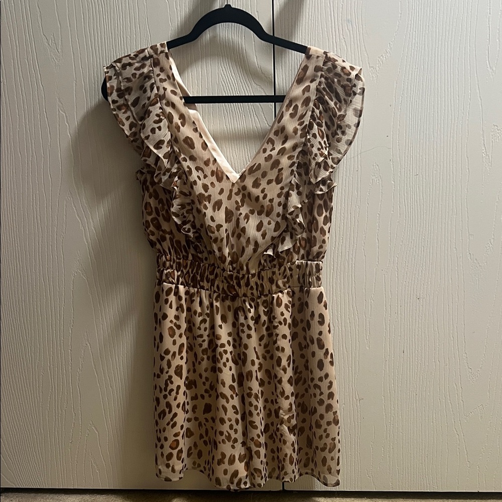 Leopard Print Ruffle Romper